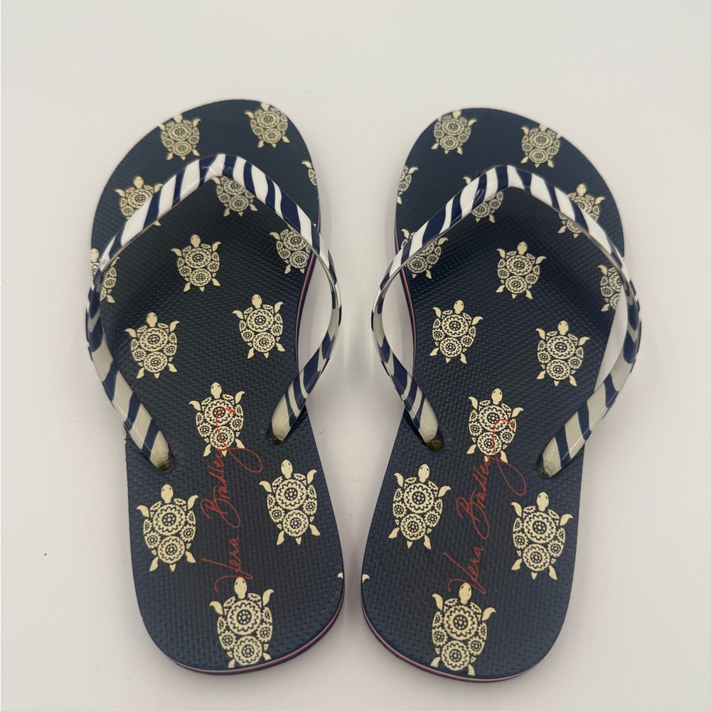 Vera Bradley Navy and Gold Turtle Sandals
